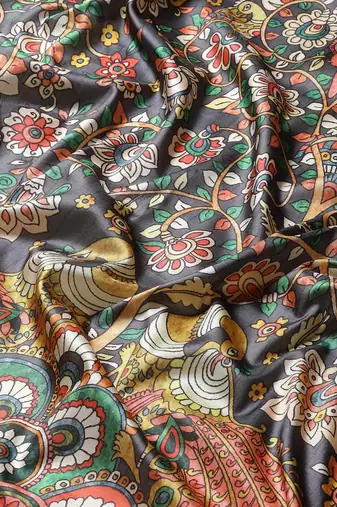 Silk Land  Black  Printed Art Silk Saree 