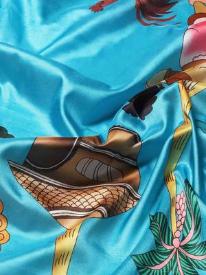Silk Land  Blue  Printed Art Silk Saree  3