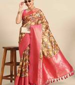 Silk Land  Brown  Printed Art Silk Saree 