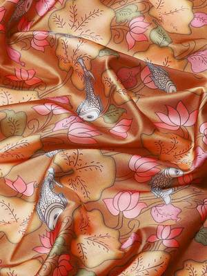 Silk Land  Brown  Printed Art Silk Saree  5