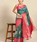 Silk Land  Green  Printed Art Silk Saree 
