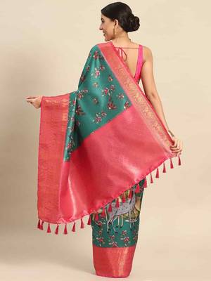 Silk Land  Green  Printed Art Silk Saree  2