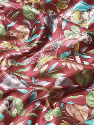 Silk Land  Brown  Printed Art Silk Saree  3