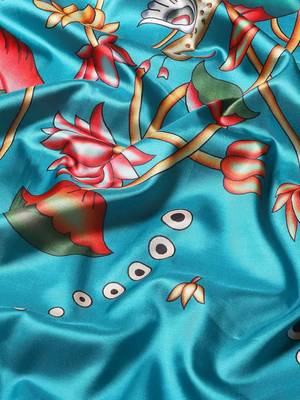 Silk Land  Teal  Printed Art Silk Saree  5