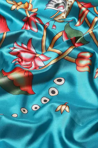 Silk Land  Teal  Printed Art Silk Saree 