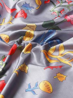 Silk Land  Grey  Printed Art Silk Saree  3
