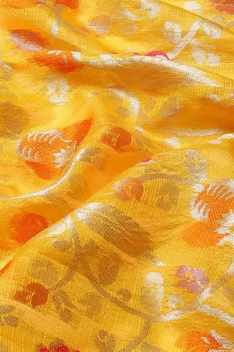 Silk Land  Yellow  Woven Design Tussar Saree 