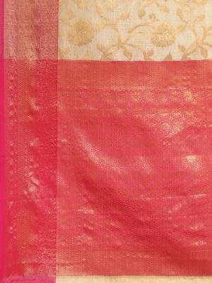Silk Land  Pink  Woven Design Tussar Saree  5
