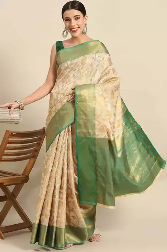 Silk Land  Green  Woven Design Tussar Saree 