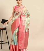 Silk Land  Green  Printed Art Silk Saree 