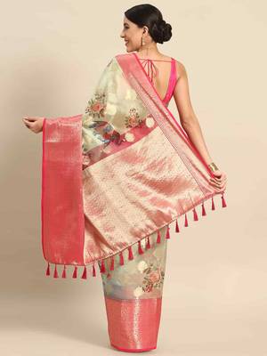 Silk Land  Green  Printed Art Silk Saree  2