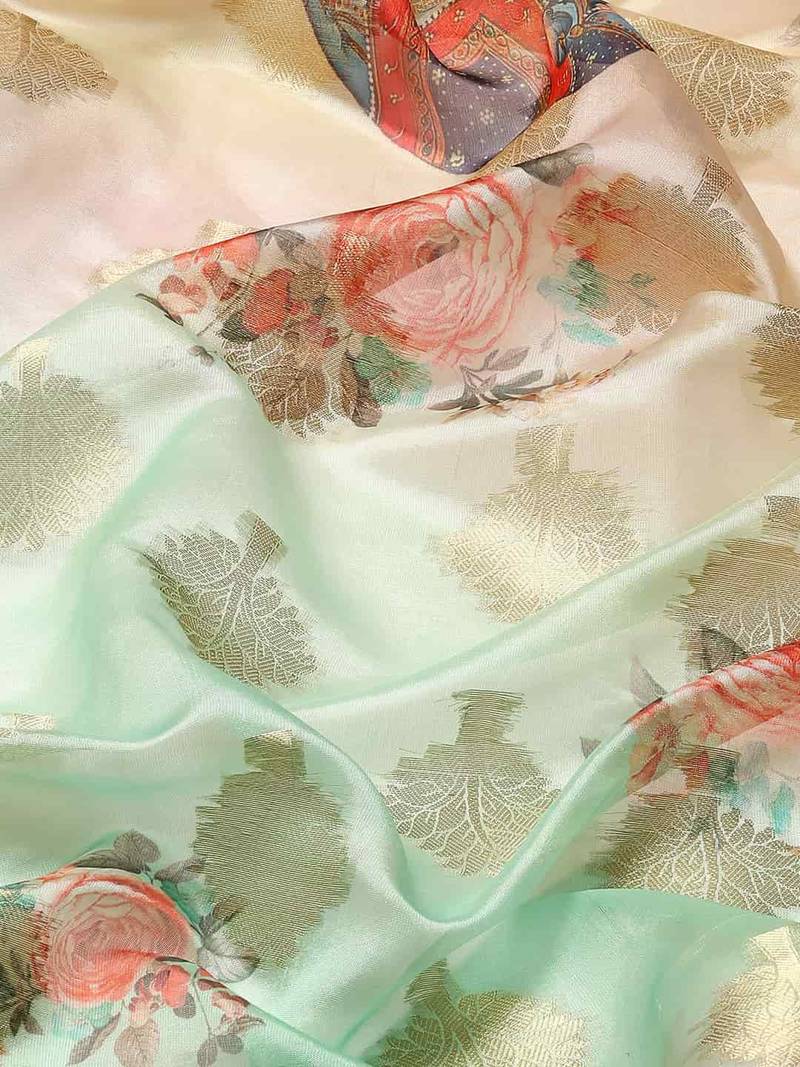 Silk Land  Green  Printed Art Silk Saree 