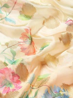 Silk Land  Beige  Printed Art Silk Saree  5