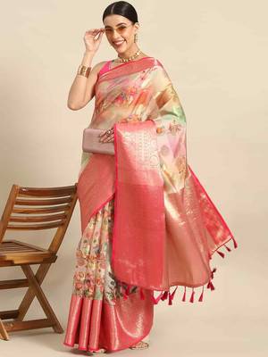 Silk Land  Multicolored Printed Art Silk Saree  1