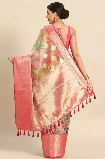 Silk Land  Multicolored Printed Art Silk Saree 