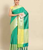 Silk Land  green  woven design art silk saree 