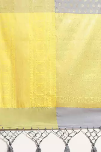 Silk Land  Grey  Woven Design Art Silk Saree 