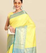 Silk Land  Yellow  Woven Design Art Silk Saree 
