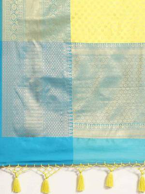 Silk Land  Yellow  Woven Design Art Silk Saree  5
