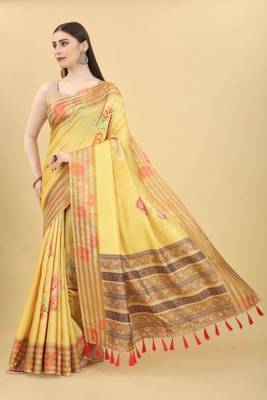 Silk Land  Mustard  Printed Art Silk Saree  2