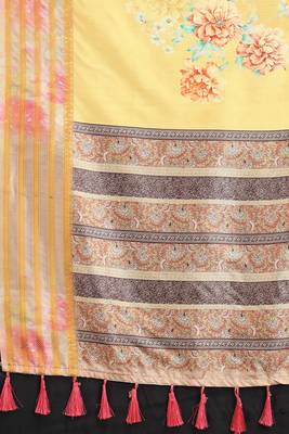 Silk Land  Mustard  Printed Art Silk Saree  3