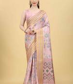 Silk Land  Pink  Printed Art Silk Saree 