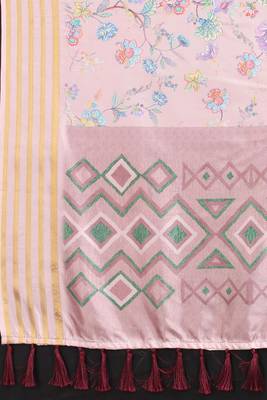 Silk Land  Pink  Printed Art Silk Saree  3