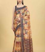 Silk Land  Multicolored Printed Cotton Blend Saree 