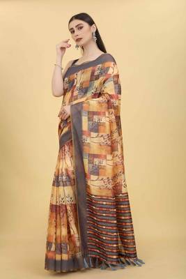 Silk Land  Multicolored Printed Cotton Blend Saree  2