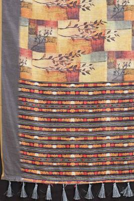Silk Land  Multicolored Printed Cotton Blend Saree  3