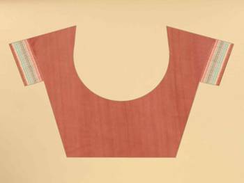 Silk Land  Peach  Printed Cotton Blend Saree  5