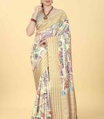 Silk Land  Beige  Printed Art Silk Saree 