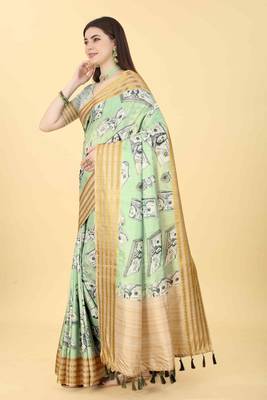 Silk Land  Green  Printed Art Silk Saree  2