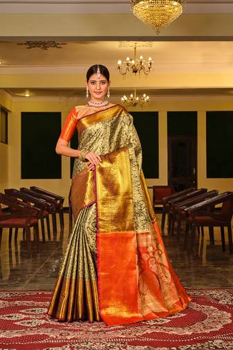 Green Woven Design Banarasi Zari Work Saree