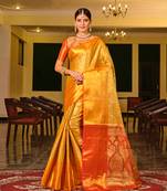 Gold Woven Design Banarasi Zari Work Saree