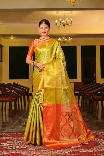 Green Woven Design Banarasi Zari Work Saree