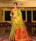 Green Woven Design Banarasi Zari Work Saree