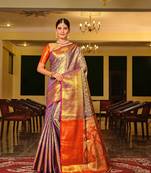 Purple Woven Design Banarasi Zari Work Saree