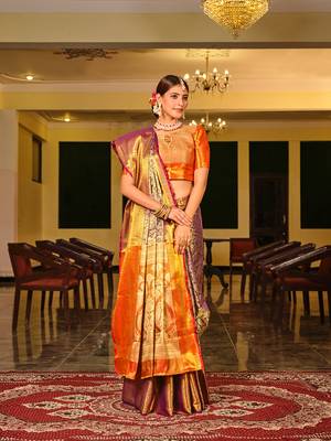 Purple Woven Design Banarasi Zari Work Saree 3