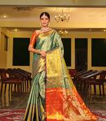 Turquoise Woven Design Banarasi Zari Work Saree