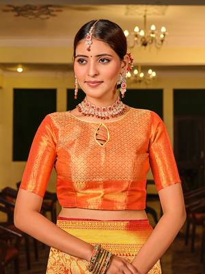 Red Woven Design Banarasi Zari Work Saree 5