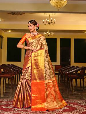 Wine Woven Design Banarasi Zari Work Saree 2