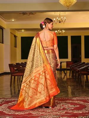 Wine Woven Design Banarasi Zari Work Saree 4