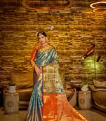 Blue Woven Design Banarasi Zari Work Saree