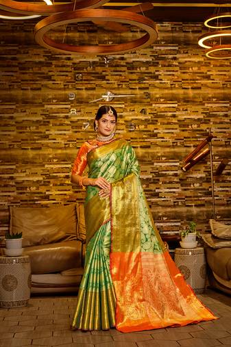Green Woven Design Banarasi Zari Work Saree
