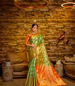 Green Woven Design Banarasi Zari Work Saree
