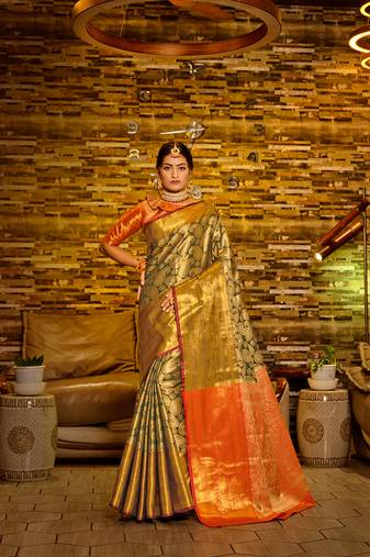 Green Woven Design Banarasi Zari Work Saree