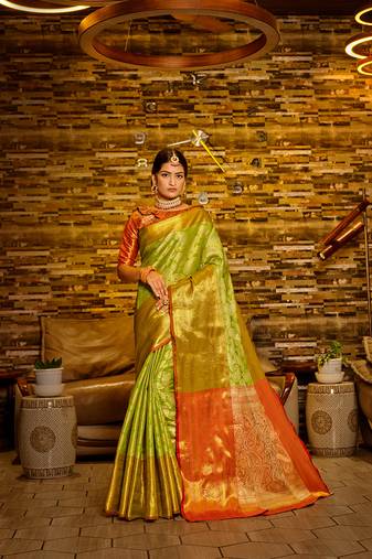 Green Woven Design Banarasi Zari Work Saree