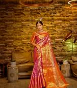 Pink Woven Design Banarasi Zari Work Saree