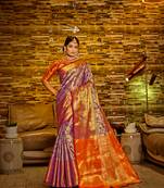 Purple Woven Design Banarasi Zari Work Saree